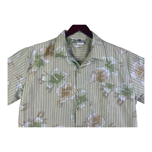 Kennington California Mens Hawaiian Shirt Large Tan Floral Camp Club Vintage - Picture 2 of 11